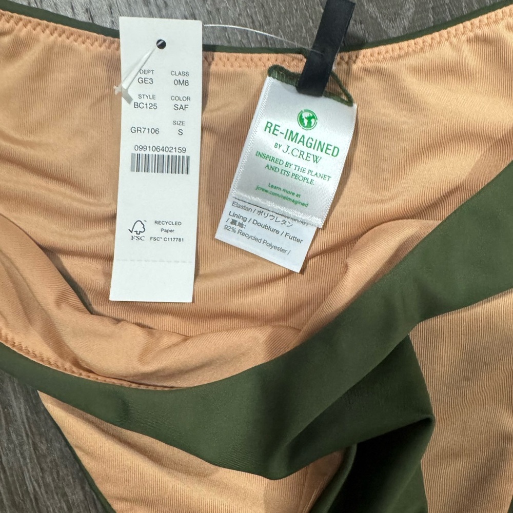 NWT J Crew Hipster Full Coverage Bikini Bottom in Army Green Size Small - Picture 5 of 7